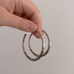 Silver hammered hoops